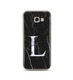 Samsung A5 (2017) Siyah Mermer Harf Tasarımlı Telefon Kılıfı L-Harfi 
