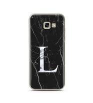 Samsung A5 (2017) Siyah Mermer Harf Tasarımlı Telefon Kılıfı L-Harfi 