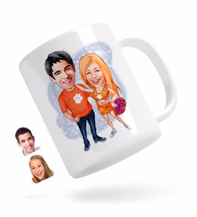 BK Gift Kişiye Özel Sevgililer Karikatürlü Beyaz Kupa Bardak-54