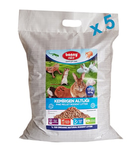 Bonny Nice Organik Çam Pelet Kemirgen Altlığı 10 kg 17 l x 5 Paket