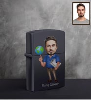 Kişiye Özel Öğretmen Karikatürlü UV Baskılı Siyah Benzinli Çakmak Bay-10