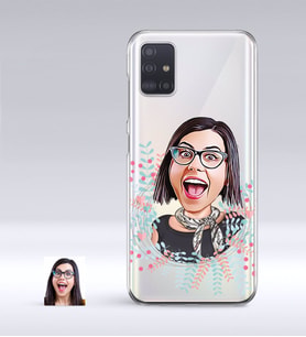 BK Gift Kişiye Özel Bayan Karikatürlü Samsung Galaxy A51 İnce Şeffaf Silikon Telefon Kapağı-50 (Beyaz)
