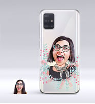 BK Gift Kişiye Özel Bayan Karikatürlü Samsung Galaxy A51 İnce Şeffaf Silikon Telefon Kapağı-50 (Beyaz)