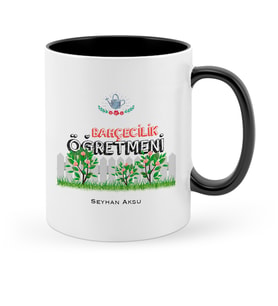 BK Gift Kişiye Özel Bahçecilik Öğretmeni Siyah Kupa Bardak  1