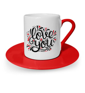 BK Gift Kişiye Özel Seni Seviyorum Kırmızı Türk Kahvesi Fincanı  6