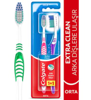 Colgate Extra Clean Dil Temizleyicili Arka Dişlere Uzanan Orta Diş Fırçası 1+1