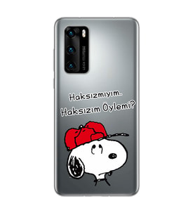 Snoopy Tasarımlı Süper Şeffaf Silikon Telefon Kılıfı Huawei P40