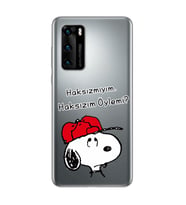 Snoopy Tasarımlı Süper Şeffaf Silikon Telefon Kılıfı Huawei P40