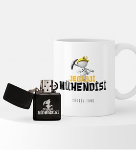 BK Gift Kişiye Özel Jeoloji Mühendisi Temalı Çakmak ve Kupa Seti - 1