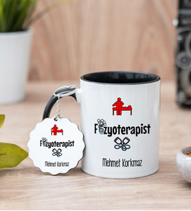 Fizyoterapist Siyah Kupa Bardak Ve Anahtarlık Set