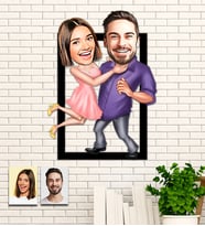 Kişiye Özel Sevgililer Karikatür Ahşap Tablo