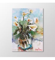 Arty Tablo Suluboya Vazoda Çiçekler Tablo (Karışık)