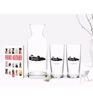 BK Gift Kişiye Özel Renkli Baskılı Denizli Tasarımlı Turistik İkili Rakı Bardağı Karaf ve Cep Kitabı Hediye Seti-2 (Model 1)