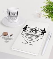 BK Gift Kişiye Özel Dünyanın En İyi Öğretmeni Beyaz Defter Kalem Türk Kahvesi Fincanı Seti-18 (Model 1)