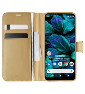 Microsonic General Mobile GM 20 Kılıf Delux Leather Wallet Gold
