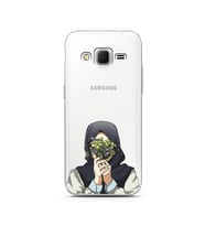 Kapalı Çiçekli Kız Tasarımlı Süper Şeffaf Silikon Telefon Kılıfı Samsung Core Pr