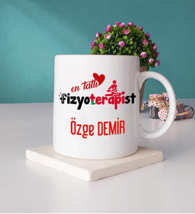 Mesajlı Fizyoterapist Kupa Bardak ve Taş Bardak Altlığı Hediye Seti