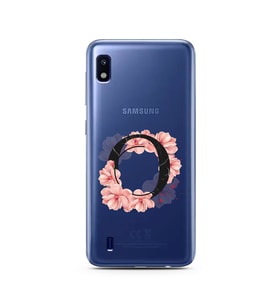 Pembe Çiçekli Harf Tasarım Süper Şeffaf Silikon Telefon Kılıfı Samsung A10 O-Har