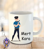 İsme ve Polis Haftasına Özel Kupa Bardak Anahtarlık Hediye