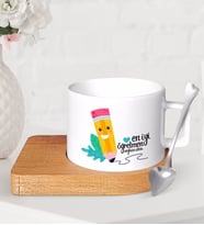 BK Gift Kişiye Özel En İyi Öğretmen Ahşap Altlıklı Seramik Fincan-10 (Beyaz)