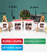 İkili Pembe Sevgiliye Sevgililer Günü Hediyesi 9 Kupa Bardak Anahtarlık