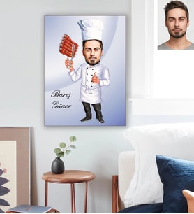 Kişiye Özel Aşçı Karikatürlü Ahşap Tablo 30x47 Bay-4