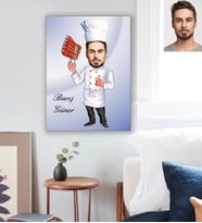 Kişiye Özel Aşçı Karikatürlü Ahşap Tablo 30x47 Bay-4