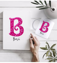BK Gift Kişiye Özel Harf Tasarımlı Beyaz Defter ve Kupa Hediye Seti-32 (Model 1)