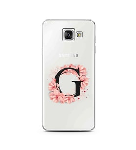Pembe Çiçekli Harf Tasarım Süper Şeffaf Silikon Telefon Kılıfı Samsung A3 (2016)