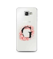 Pembe Çiçekli Harf Tasarım Süper Şeffaf Silikon Telefon Kılıfı Samsung A3 (2016)