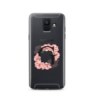 Pembe Çiçekli Harf Tasarım Süper Şeffaf Silikon Telefon Kılıfı Samsung A6 (2018)