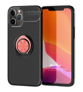 Microsonic Apple iPhone 12 Pro Kılıf Kickstand Ring Holder Siyah Rose