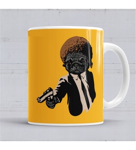 Silahlı Pug Silahlı Köpek Kupa Bardak Porselen