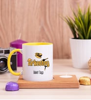 Arkeolog Ahşap Altlıklı Mumlu Sarı Kupa Bardak