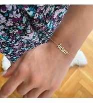 Glorria Kişiye Özel Gotik İsimli Minimal Gümüş Bileklik