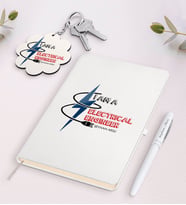 BK Gift Kişiye Özel Elektrik Mühendisi Beyaz Defter Kalem Ve Anahtarlık Hediye Seti-1 (Model 1)