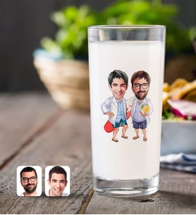 BK Gift Kişiye Özel Kankalar Karikatürlü Rakı Bardağı-2 (Beyaz)