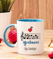 Müzik Öğretmenine Hediye İçi Ve Kulpu Renkli Kupa Bardak