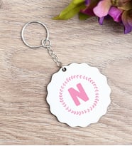 Pembe Renkli Baş Harf Tasarım Kişiye Özel Anahtarlık