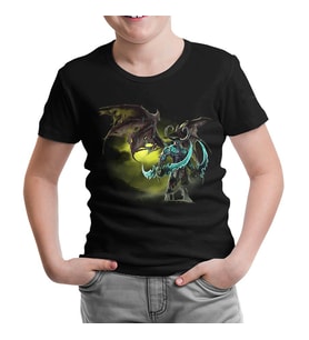 World of Warcraft - Illidan Stormrage Siyah Çocuk Tshirt