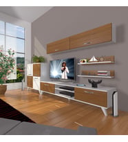 Decoraktiv Eko 6y Slm Dvd Retro Tv Ünitesi Tv Sehpası (Beyaz - Ceviz)