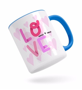 BK Gift Kişiye Özel Love Tasarımlı Mavi Kupa Bardak-4