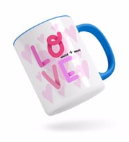 BK Gift Kişiye Özel Love Tasarımlı Mavi Kupa Bardak-4