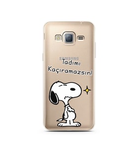 Snoopy Tasarımlı Süper Şeffaf Silikon Telefon Kılıfı Samsung J3 (2016)