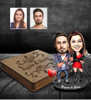 Kişiye Özel Sevgili Karikatürlü Ahşap Biblo Kutulu Model 5