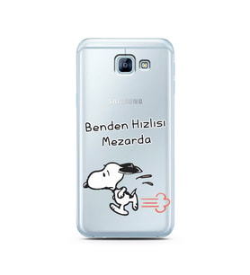 Snoopy Tasarımlı Süper Şeffaf Silikon Telefon Kılıfı Samsung A8 (2016)  