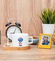 Super Dad Fincan ve Turuncu Mini Fotoğraf Çerçevesi