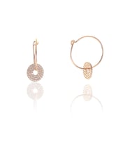 Söğütlü Silver Gümüş rose zirkon taşlı yuvarlak halka küpe