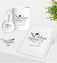 BK Gift Kişiye Özel Edebiyat Öğretmeni Kupa Anahtarlık Beyaz Defter Kalem Hediye Seti (Model 1)
