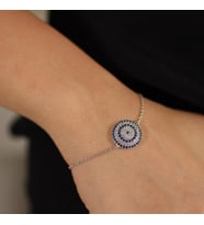 925 Ayar Gümüş Nazar Bileklik, Beyaz